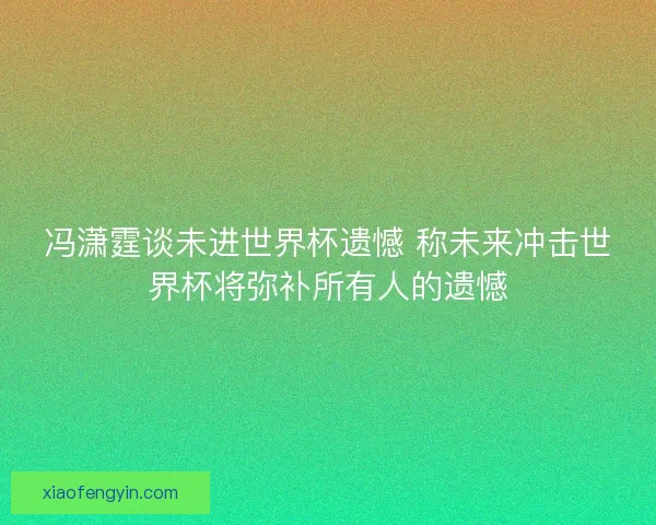 冯潇霆谈未进世界杯遗憾 称未来冲击世界杯将弥补所有人的遗憾