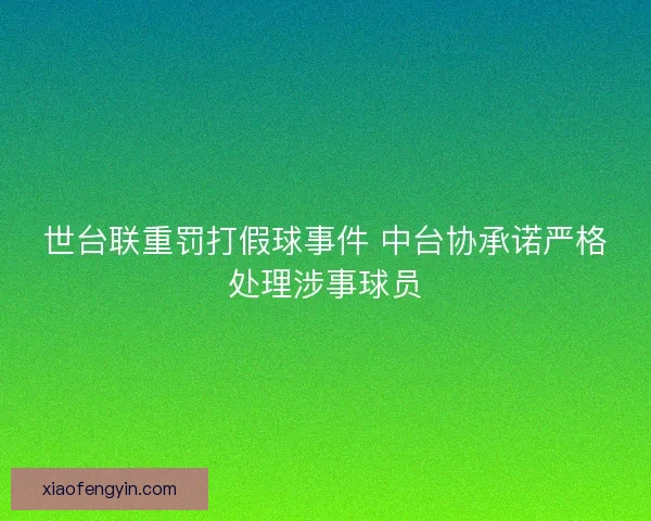 世台联重罚打假球事件 中台协承诺严格处理涉事球员