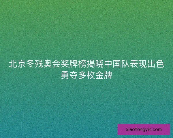 北京冬残奥会奖牌榜揭晓中国队表现出色勇夺多枚金牌 北京冬残奥会奖牌榜揭晓中国队表现出色勇夺多枚金牌