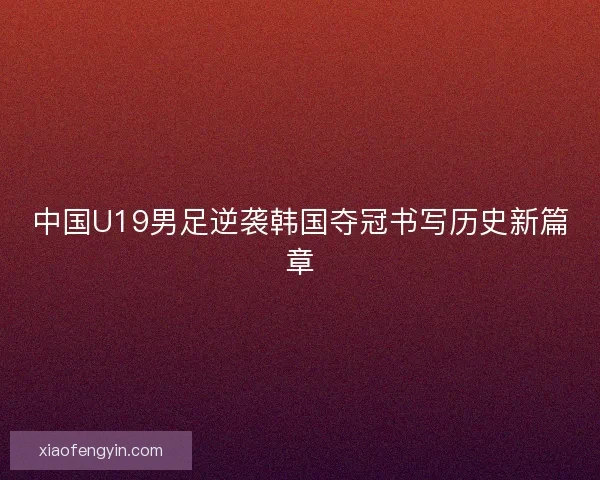 中国U19男足逆袭韩国夺冠书写历史新篇章