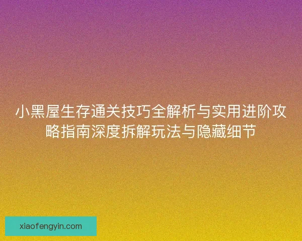 小黑屋生存通关技巧全解析与实用进阶攻略指南深度拆解玩法与隐藏细节 小黑屋生存通关技巧全解析与实用进阶攻略指南深度拆解玩法与隐藏细节